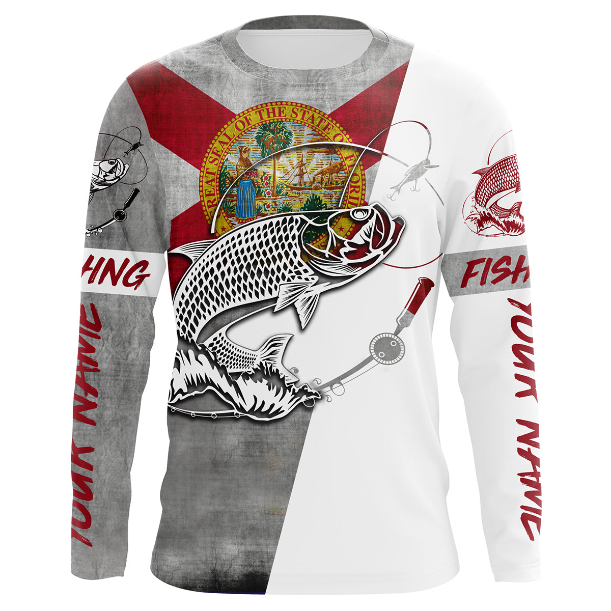 Florida Tarpon Custom Long Sleeve performance Fishing Shirts, Tarpon Fishing jerseys IPHW2899