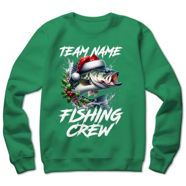 Custom Christmas Bass Fishing Team Shirts, Bass Fishing Crew Sweatshirt, Christmas Fishing Gifts IPHW5660