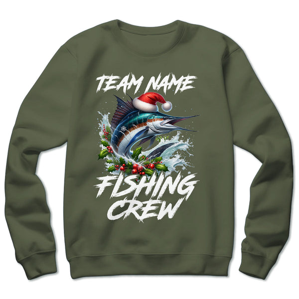 Custom Christmas Sailfish Fishing Team Shirts, Sailfish Fishing Crew Sweatshirt Fishing Gifts IPHW5662