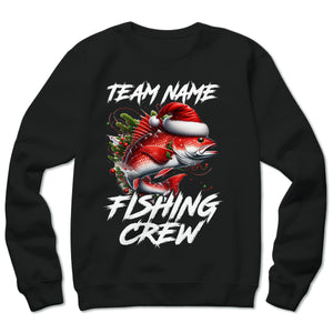 Custom Christmas Redfish Fishing Team Shirts, Red Drum Fishing Crew Sweatshirt, Christmas Fishing Gifts IPHW5663