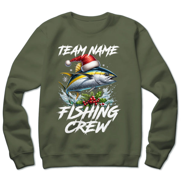 Custom Christmas Yellowfin Tuna Fishing Team Shirts, Tuna Fishing Crew Sweatshirt Fishing Gifts IPHW5666