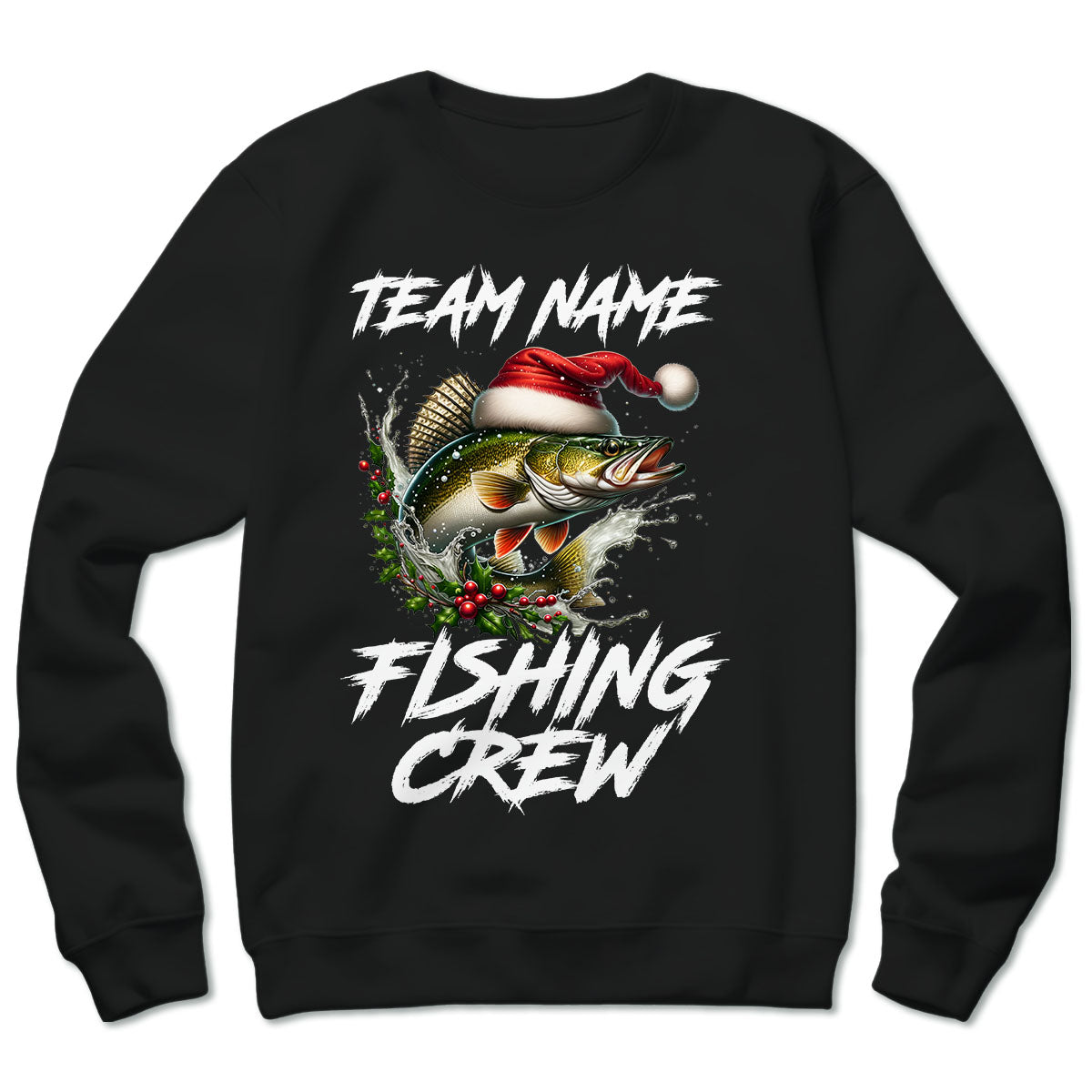 Custom Christmas Walleye Fishing Team Shirts, Walleye Fishing Crew Sweatshirt, Christmas Fishing Gifts IPHW5668