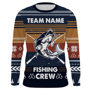 Catfish Fishing Crew Ugly sweater pattern Custom Long Sleeve Fishing Shirts, Catfish Fishing Christmas gifts for Fishing team - IPHW1878