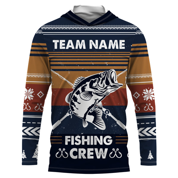 Bass Fishing Crew Ugly sweater pattern Custom Long Sleeve Fishing Shirts, Bass Fishing Christmas gifts for Fishing team - IPHW1879