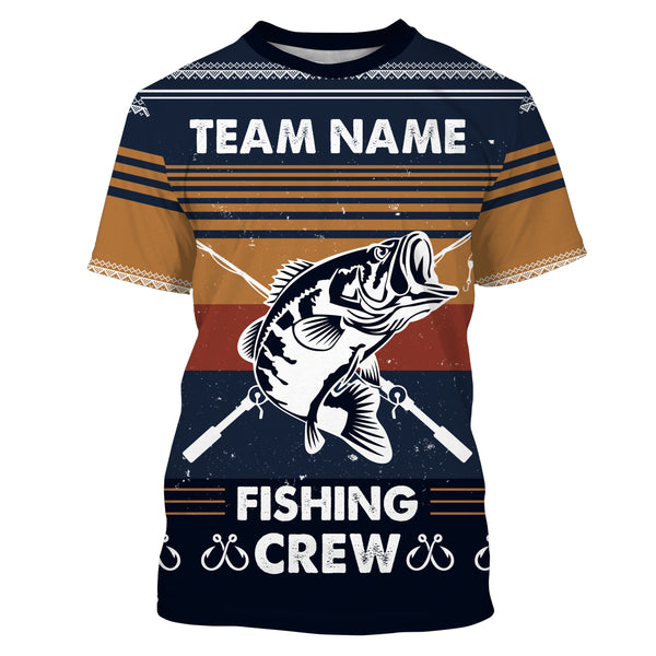 Bass Fishing Crew Ugly sweater pattern Custom Long Sleeve Fishing Shirts, Bass Fishing Christmas gifts for Fishing team - IPHW1879