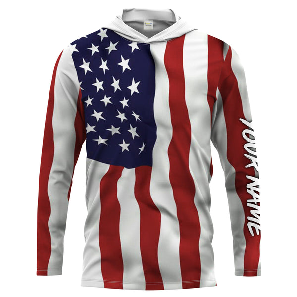 Personalized 3D American Flag Patriotic Long Sleeve performance Shirts, UV Protection UPF 30+ - IPHW1107