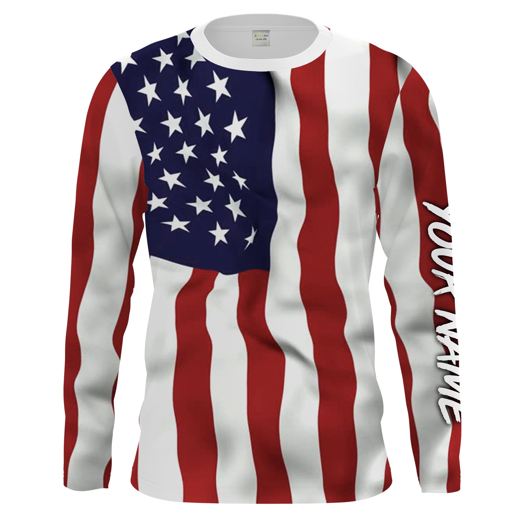 Personalized 3D American Flag Patriotic Long Sleeve performance Shirts, UV Protection UPF 30+ - IPHW1107