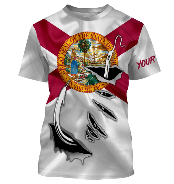 Florida Fishing hooks Custom Flag Fishing Shirts, FL Fishing gift ideas Fishing jerseys IPH1901