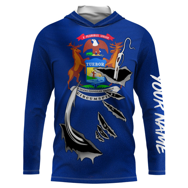 Michigan Fishing hook 3D Flag Fishing Shirts, Personalized Michigan Fishing jerseys IPH1902