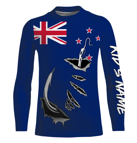 Fishing hook Newzealand Flag Long Sleeve Fishing Shirts, Personalized Patriotic Fishing gifts for men IPHW2643