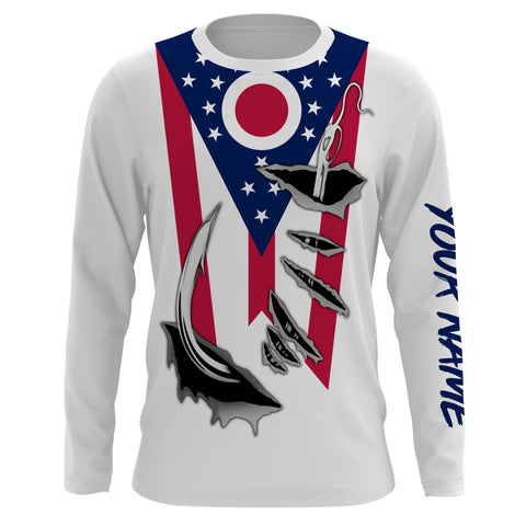 Personalized Fishing hooks Ohio flag performance Fishing Shirts, Ohio Fishing jerseys IPH1906