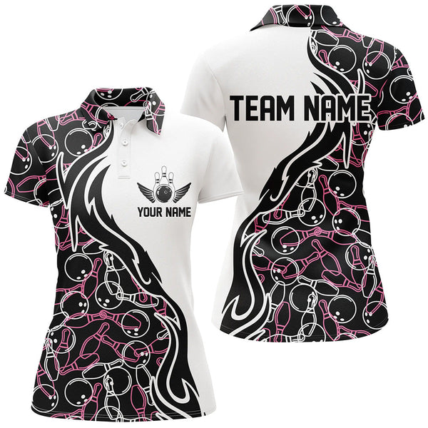 Custom Bowling Shirts For Women, Personalized Bowling Team Jerseys Bowling Pattern IPHW4503