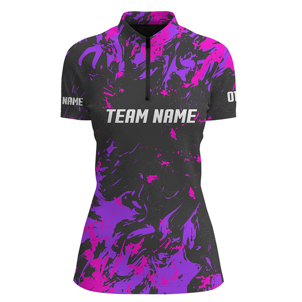 Personalized Bowling Team Jerseys, Bowling Shirts For Women With Customized Name | Pink IPHW4511