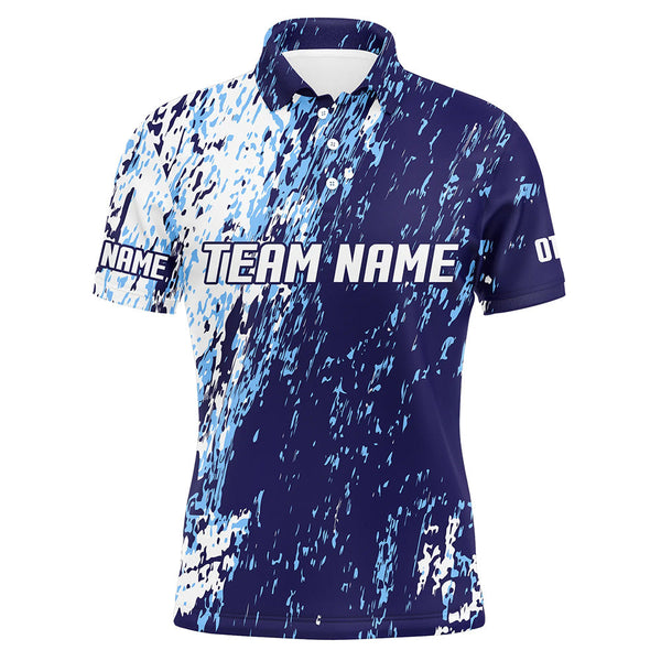 Personalized Bowling Team Jerseys, Bowling Shirts For Men With Customized Name | Blue IPHW4512