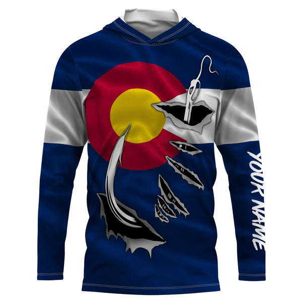 Colorado Flag 3D Fish hook UPF 30+ Custom Long Sleeve performance Fishing Shirts - IPHW475