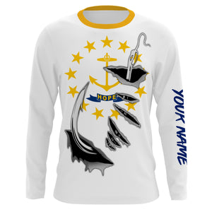 Rhode Island Flag 3D Fish Hook UV Protection Custom Long Sleeve performance Fishing Shirts UPF 30+ - IPHW504