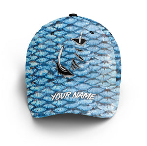 Blue Fish scales Fish hook custom adjustable mesh Fishing Baseball Trucker Angler hat cap IPHW2921