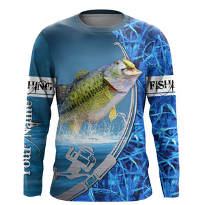 Largemouth Bass Fishing blue camo Custom Long sleeve performance Fishing Shirts | Bass Fishing jerseys - IPHW1898