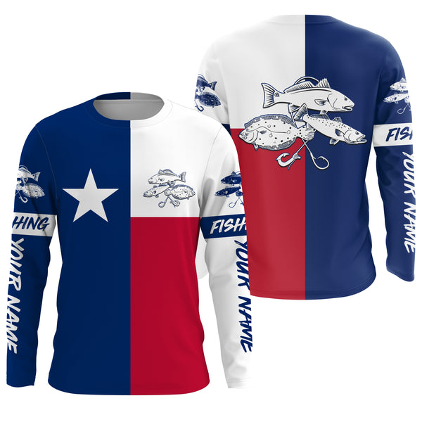 Texas Slam Texas Flag Custom Long Sleeve Fishing Shirts, Redfish Trout Flounder Flag Fishing Shirts - IPHW1956