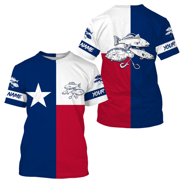 Texas Slam Texas Flag Custom Long Sleeve Fishing Shirts, Redfish Trout Flounder Flag Fishing Shirts - IPHW1956