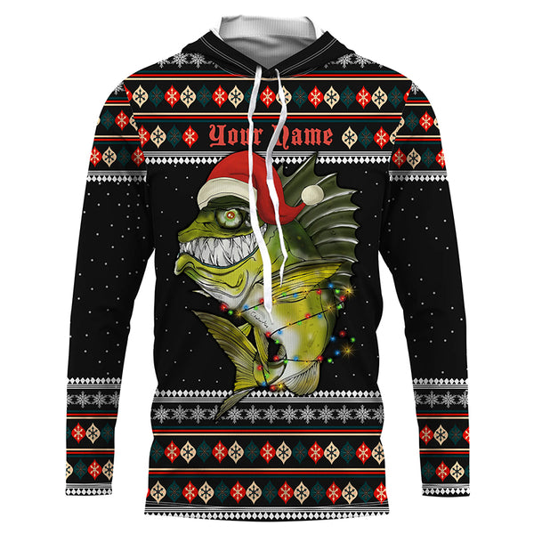 Ugly sweater pattern Christmas Bass Fishing Custom All over Shirts, Mery Fishmas shirt fishing gifts IPHW3699