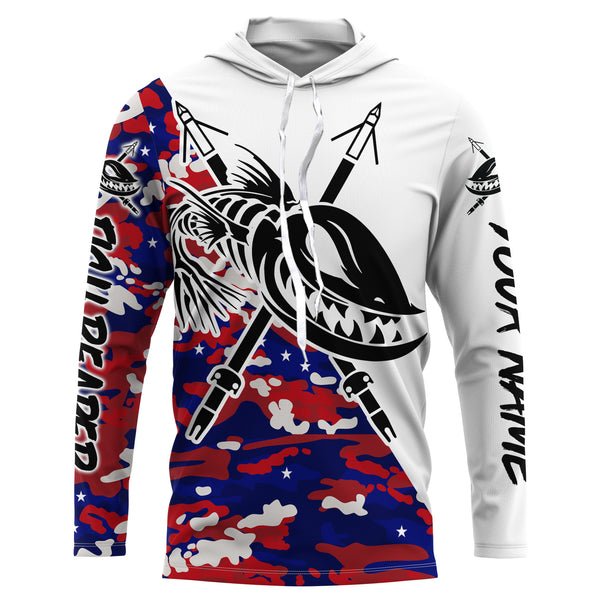 Custom Bowfishing American flag camo Fishing Shirts, patriotic Bow Fishing jerseys IPHW2987