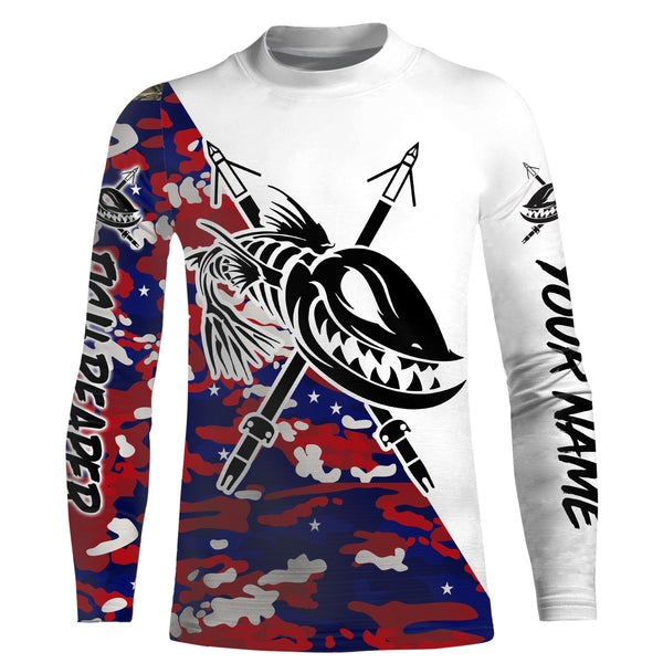 Custom Bowfishing American flag camo Fishing Shirts, patriotic Bow Fishing jerseys IPHW2987