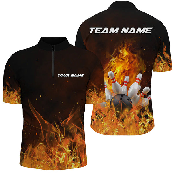 Custom Bowling Shirts For Men And Women, Personalized Flame Bowling Team Jerseys IPHW5165