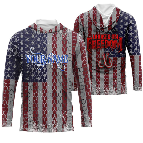 Custom American Flag Long Sleeve Performance Fishing Shirts, Patriotic Fishing Apparel IPHW698