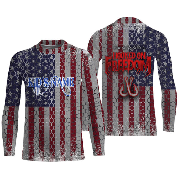 Custom American Flag Long Sleeve Performance Fishing Shirts, Patriotic Fishing Apparel IPHW698