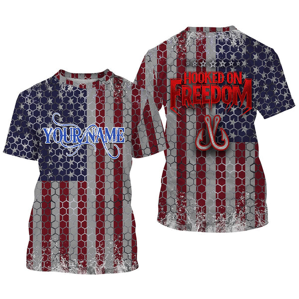 Custom American Flag Long Sleeve Performance Fishing Shirts, Patriotic Fishing Apparel IPHW698