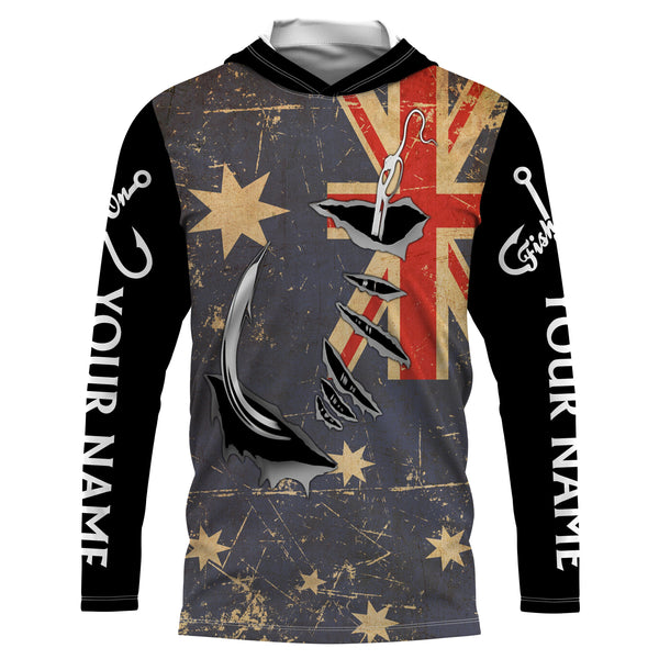 Custom fishing shirts Australia Flag Fishing Fish Hook fish on UV protection custom fishing apparel NQS3174