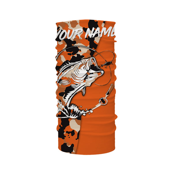 Custom Name bass fishing tattoos Camouflage Orange shirt Performance Fishing Shirt, Bass Fishing Jerseys NQS2479