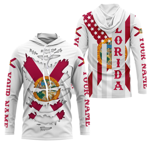 Custom Florida Flag Shirts, Patriot Long Sleeve Performance Shirts UV Protection Upf 30+ NQS2493