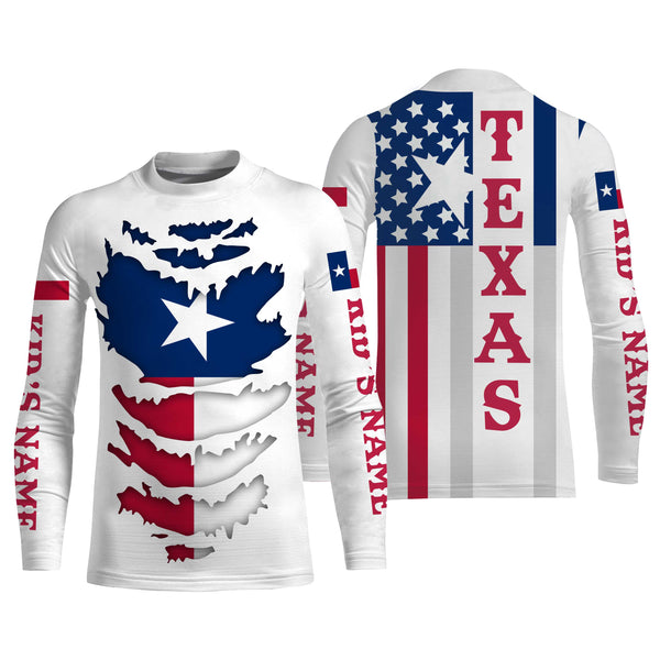 Custom Texas Flag Shirts, Texas state flag Patriot Long Sleeve Performance Shirts UV Protection Upf 30+ NQS2494