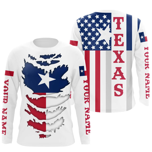 Custom Texas Flag Shirts, Texas state flag Patriot Long Sleeve Performance Shirts UV Protection Upf 30+ NQS2494