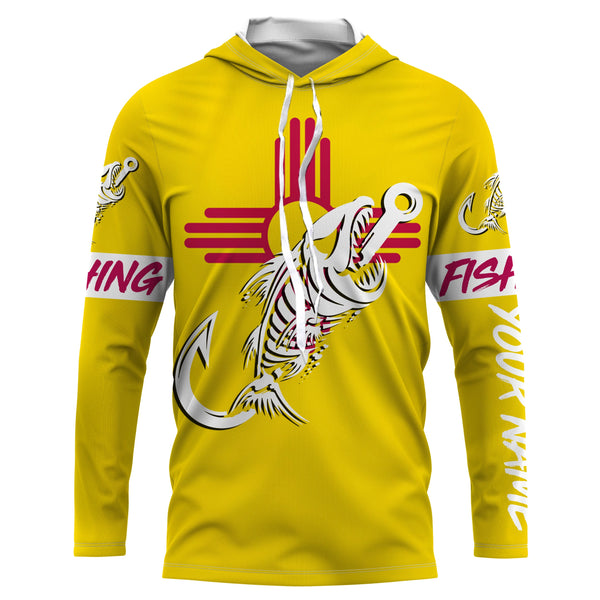 NM Fishing Custom New Mexico Flag Fish hook skull Custom Name sun protection custom fishing shirts NQS3309