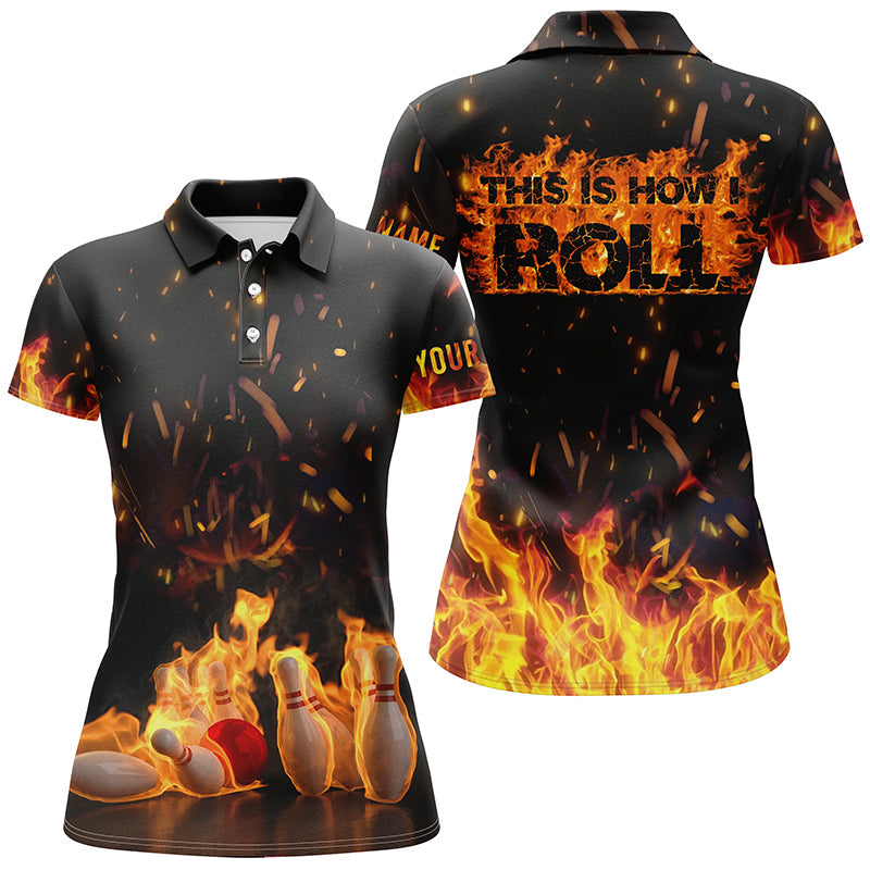 Womens bowling shirts This is how I roll custom Bowling Ball and Pins, custom bowling shirts for women NQS4333