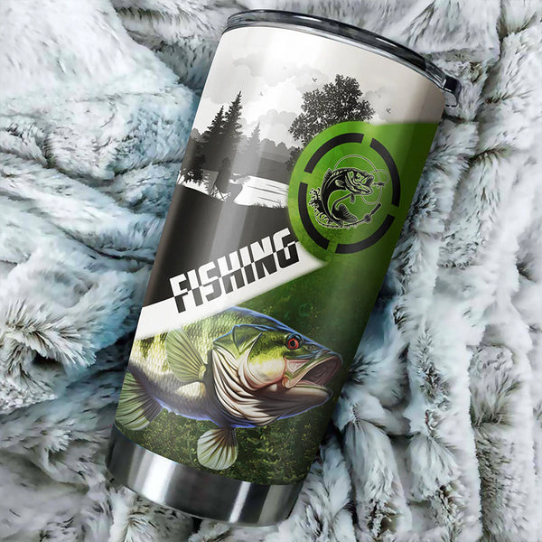 1PC Largemouth Bass Fishing Tumbler green camo Customize Tumbler Cup - Personalized fishing gift NQSD171