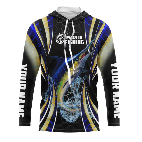 Blue Marlin saltwater Offshore fishing black scales Custom Name sun protection UPF 30+ fishing jersey NQS3506