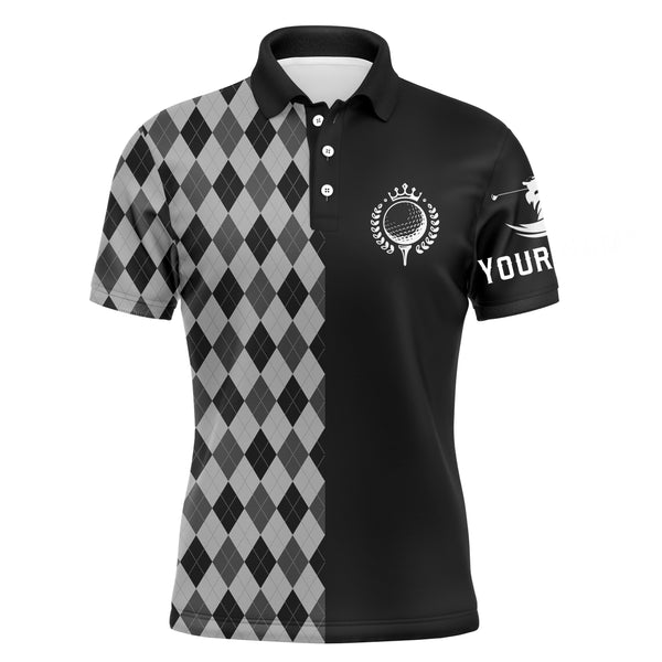 Personalized Golf Polo Shirts for Men Black pattern golf upf shirts, gifts for golf lovers NQS3337