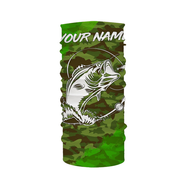 Largemouth Bass Fishing tattoo green camo Custom sun protection fishing shirts for men, women, kid NQS3354