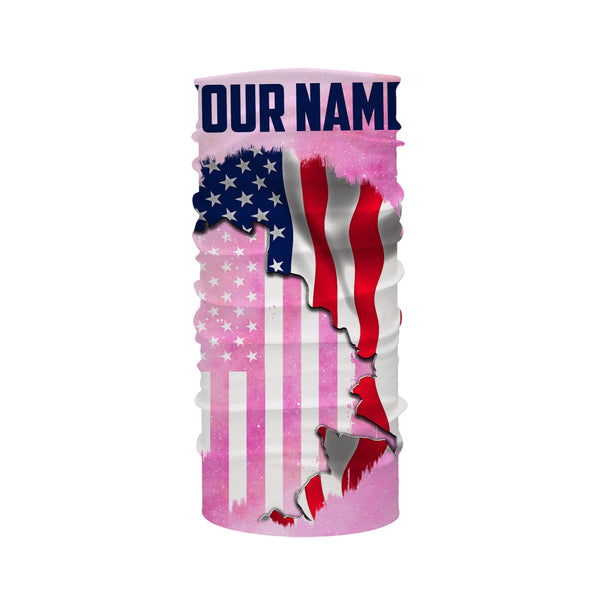 American Flag Universe patriotic Custom name performance shirts UPF 30+, personalized pink galaxy fishing gift for men, women, kid NQS2558