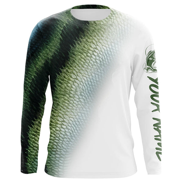 Bass Fishing green Scale Customize Name 3D performance fishing Shirts NQS1384