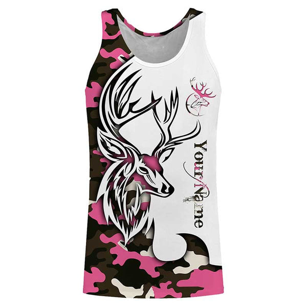 Country girl Deer hunting tattoos pink camo custom name all over print hunting Shirts - Hunting gifts NQS4041