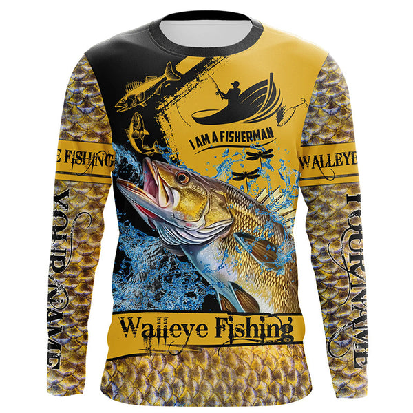 I am a fisherman Walleye Fishing Custome sun protection long sleeve fishing shirt for men, women, kid NQS258