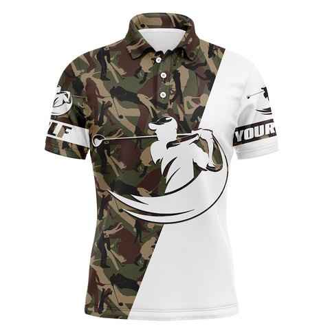 Mens white golf polo custom name camo golf shirts best mens golf wear golfer gift ideas NQS3431