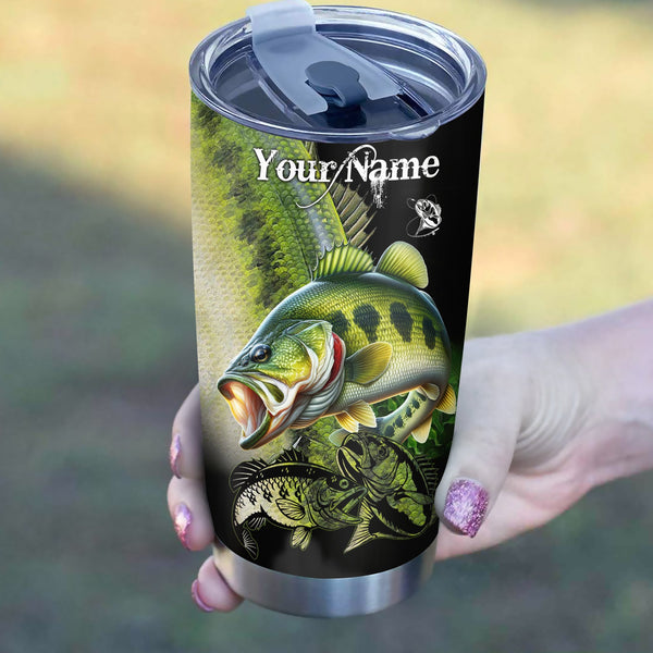 1PC Largemouth Bass Fishing Customize Stainless Steel Tumbler Cup, Personalized fishing gift NQS1607