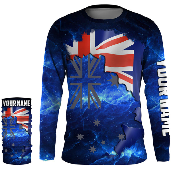 Australian Flag Universe patriotic Custom UPF fishing Shirts jersey - Custom fishing shirts Australia NQS3178