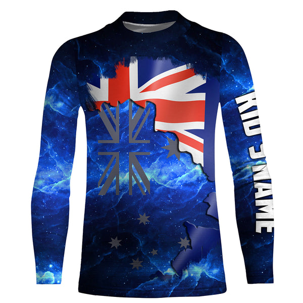 Australian Flag Universe patriotic Custom UPF fishing Shirts jersey - Custom fishing shirts Australia NQS3178